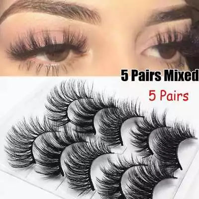 £4.99 • Buy 3D Mink Wipsy Eyelashes Thick Natural Fake False Non Magnetic Lashes Set