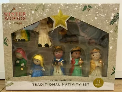 Hand Painted Traditional Nativity Set 11 Pieces • £19.99