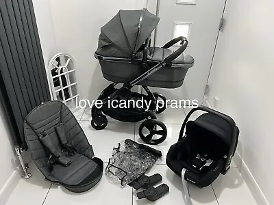 ICandy Peach 6  🖤Dark Grey Twill 🖤travel System & New Car Seat 🙌 • £565