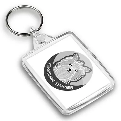 IP02 Passport Keyring BW - Yorkshire Terrier Cartoon Dog Face  #40479 • £4.99