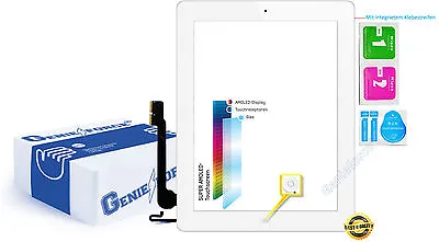 Touchscreen Glass Digitizer For Apple IPAD 4 With Original Lva F Cable - White • £30.96