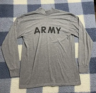 ARMY Spellout  Long Sleeve T-Shirt  Vintage 90’sGray  Fitness Uniform 2-Sided • $7.77