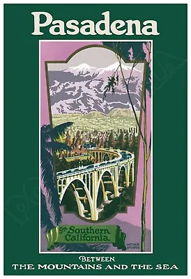 $19.95 • Buy Pasadena 1920s Beautiful Vintage Advertising Poster