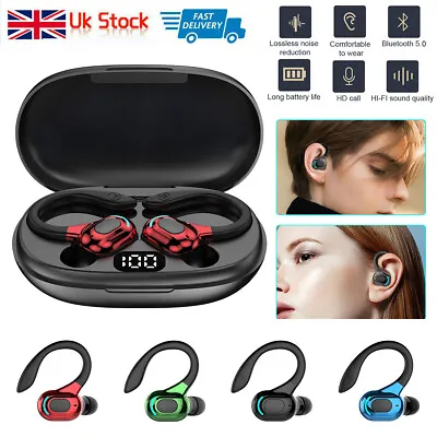 Bluetooth 5.2 Headsets Wireless Earbuds Earphones Stereo Headphones Ear Hook UK • £13.99