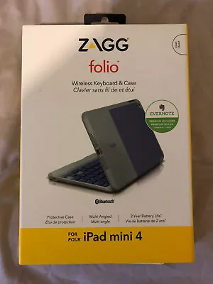 $150 • Buy Zagg IPad Mini Blue Folio Wireless Keyboard Case