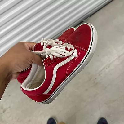 Vans Old Skool Red Canvas Skate Shoes Men's Classic Low-Top Sneakers Size 9 • $18