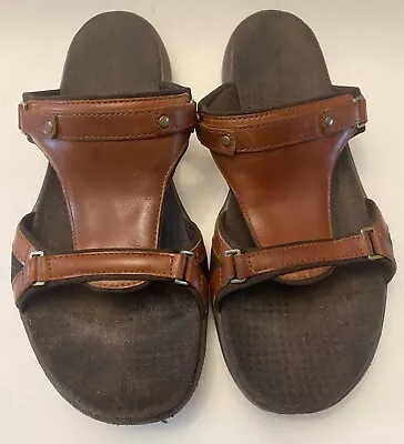 Merrell Women's Size 8 Glade Autumn Open Toe Brown Leather Slide Sandals Shoes  • $19