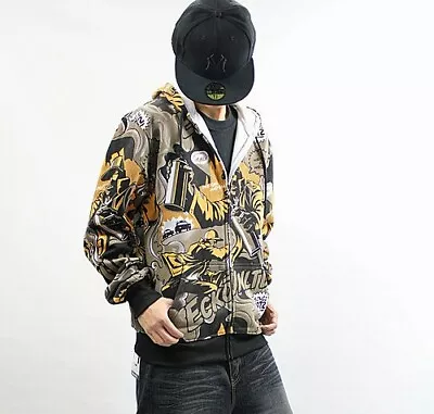 Men's Hip Hop Cotton Pullover Hoodie With Zipper Graphic Printed Sweatshirt • $30.28