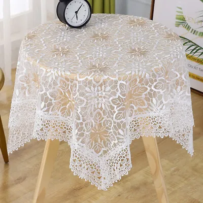 Lace Mesh Tablecloth Embroidery Floral Dining Tea Coffee Table Cloth Cover Decor • $15.10