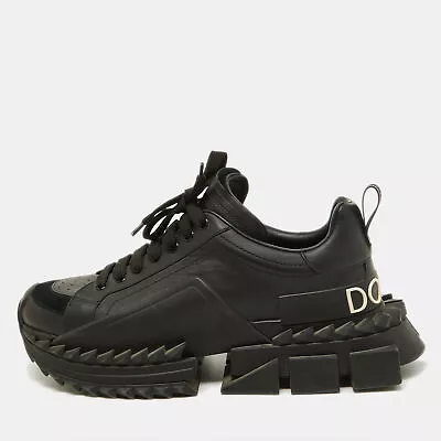 Dolce & Gabbana Black Leather Super King Sneakers Size 42.5 • $384.30