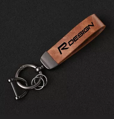 Car Key Chain Auto Keyring Genuine Luxury Leather Brown For Volvo R Design • $26.99