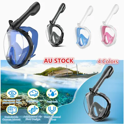 $29.98 • Buy Kids/Adults Full Face Seaview Snorkel Mask Diving Pipe 180° WIDE  FOR GoPro