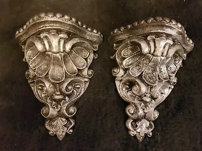 £23 • Buy 2 Floral Plaster Ornate Corbels Wall Plaques Shelf's Bracket Mouldings Pewter