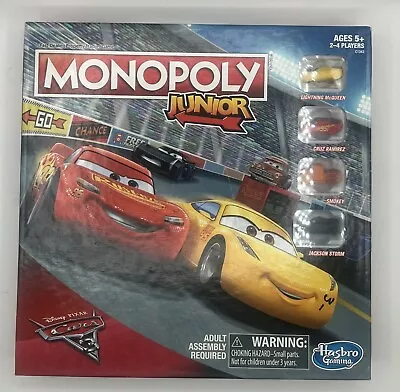 Monopoly Jr Junior Game Disney Pixar CARS 3 2015 Edition Hasbro Ages 5+ • $15.99