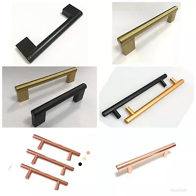 Kitchen Cabinet Pulls Door Handles Handle Knob Unit Silver Gold Black Rose Zinc • £3.49