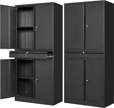 Metal Garage Storage Cabinet With Drawer4 Door Tool Cabinet With Lock-2 Shelves • $185.98