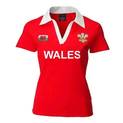 Womens Welsh Rugby Top Wales Rugby Shirt WALES Short Sleeve 6 Nations 8/10-22/24 • £19.99