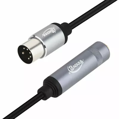 DIN 5 Pin Male To 6.35mm 1/4' Female Extension Converter MIDI Cable TRS Stereo  • £9.99