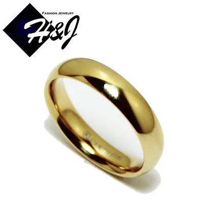 Men Women Stainless Steel 5mm Gold Plated Plain Simple Wedding Band Size 5-13 • $9.99