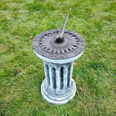 Concrete Plinth & Sunflower Sundial Combo Black & White • £59.99