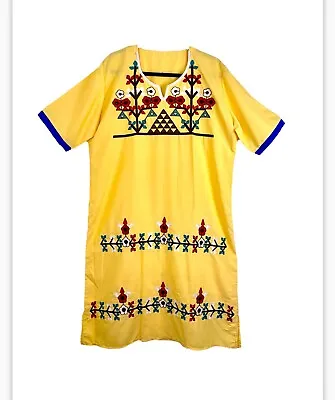Egyptian Dress Womens L/XL Colorful Kaftan Galabeya Embroidered Casual Wear New • £28.45