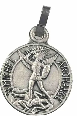 Vintage Catholic St Michel St Michael Petite  Silver Tone Medal France • $9.99