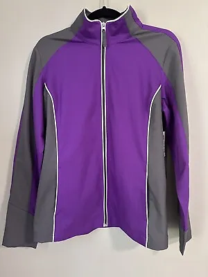 Made For Life Women’s Zip Up Athletic Jacket Pockets Purple Gray Size Medium • $19.99