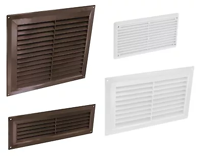 Louvred Air Vent Cover With Fixed Flyscreen Fly Mesh Plastic Ventilation Grille • £4.45