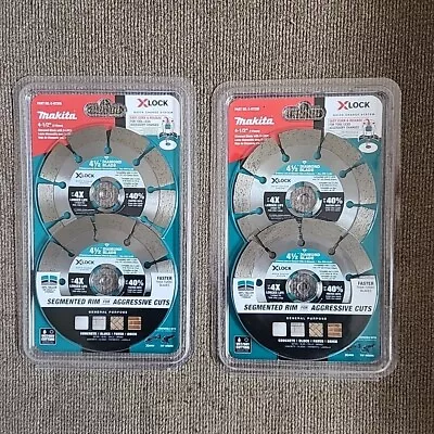 Makita Angle Grinder Diamond Blade XLOCK  4 1/2 Inch 7/8 Arbor E-07200 2 Pack X2 • $29.99