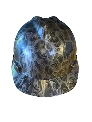 Hard Hat MSA V-Gard Cap Style Custom Hydro Dipped Negative Insanity Skulls Satin • $70