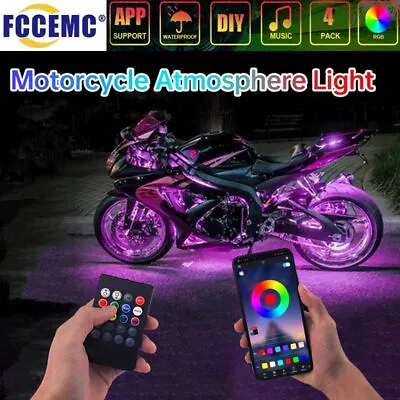 Motorcycle RGB APP LED Atmosphere Foot Light Remote Control Flexible Waterproof • $19.99