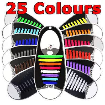 No Tie Elastic Silicone Shoe Laces Lock Shoelaces Sneakers Runners Flat Round • $5.99