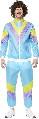Adult 80's Pastel Blue Stripe Track Pants Jacket Mens Halloween Costume L XL • $15.98
