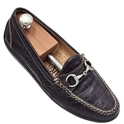 Martin Dingman Saxon II Crocodile Bit Loafers Driving Shoes Men's 10 Dress Shoes • $149