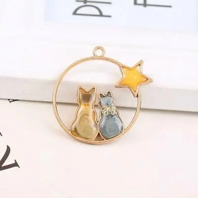 £4.42 • Buy 5Pcs Cute Moon Cat Blank Resin Frame Pendant Open Bezel Setting Jewelry Making  