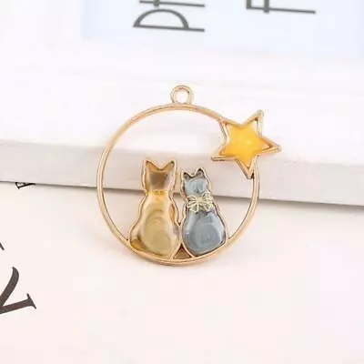 £4.42 • Buy 5Pcs Cute Moon Cat Blank Resin Frame Pendant Open Bezel Setting Jewelry Making  