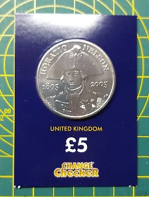 2005: £5 LORD HORATIO NELSON - UK Five Pounds Coin Change Checker • £17.45
