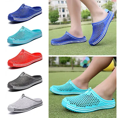 Men Women Slip On Slippers Hollow Beach Sandals Clogs Hospital Garden Flat Shoes • £10.99