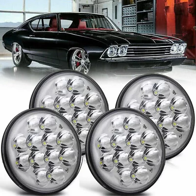 Chrome 5-3/4 5.75  LED Hi/Lo DRL Headlights For Chevy Impala Bel Air El Camino • $60.29