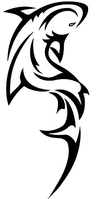 A Vinyl Cut Tribal Shark Decal Or Sticker Black Or Many Colors To Choose From. • $3.04