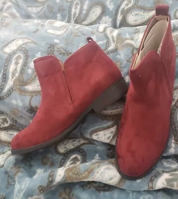 $50 • Buy HOT Red Faux Suede Ankle Booties 1inch Heel Size 11 By Rouge