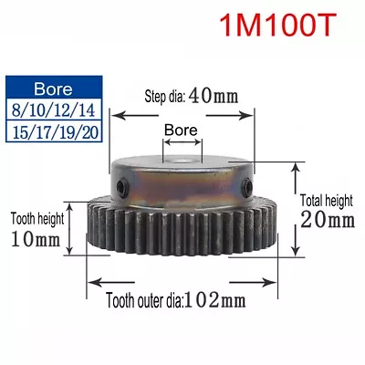 1 Mod Pinion Gear 10T-150T Spur Gear With Step 45# Steel Motor Transmission Gear • $93.07