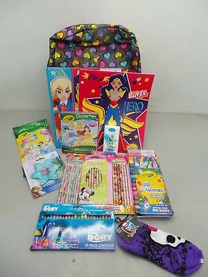 Girl's Heart Box Bag W/FoldersMarkersColored Pencils Monster High Socks NEW • $19.95