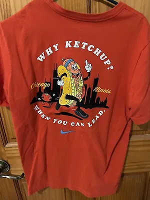 Nike Chicago Marathon Illinois T Shirt Mens Size Med Why Ketchup Running HOT DOG • $14