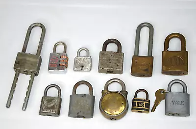 Vtg Padlock Lot Of 11 Brass IXL Corbin Yale Reese Slaymaker Master 7-11 Pioneer • $24.99