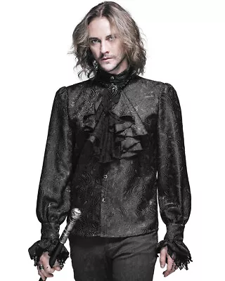 Devil Fashion Mens Gothic Shirt Top Black Steampunk Regency Aristocrat + Cravat • $63.15