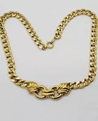 Vintage Crown Trifari Gold Tone Necklace ELEGANT 17 In Chain Link • $44.99