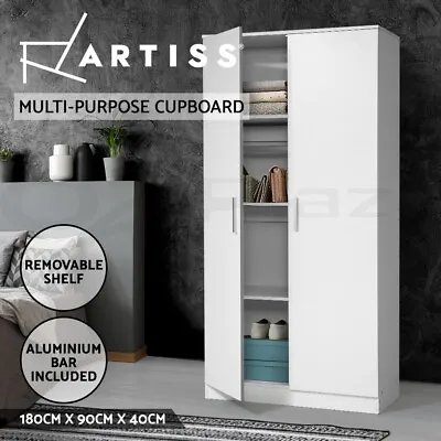 $254.95 • Buy Artiss 2 Door Wardrobe Bedroom Cupboard Closet Storage Cabinet Organiser