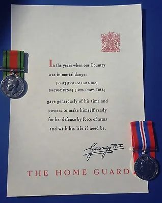 Home Guard / LDV  Replica Certificate With Personlised Inscription Of Recipient • £12.99