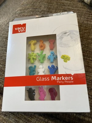 $3.50 • Buy Vacu Vin Party People Glass Markers - Set Of 12 Silicone Figures NIB